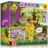 Smart Builder Toys 62 Piece Animal Set (Wild Farm Ocean Desert)