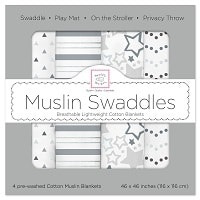 SwaddleDesigns Touch of Shimmer Muslin Swaddles - Set of 4